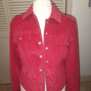 BEAUTIFUL BRIGHT RED LIVE A LITTLE CORDUROY JACKET SIZE MED